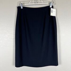 Liz Claiborne Crepe Pencil Skirt Knee Length Back Zip Classic 10 Black NWT